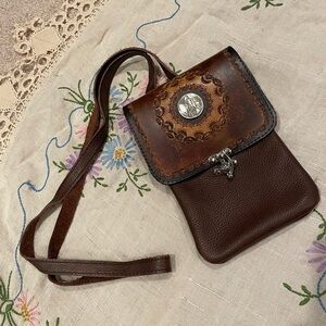 Genuine leather hand made convertible crossbody pouch bag